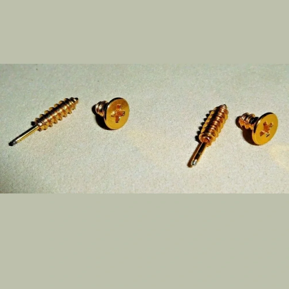 Stainless Steel Screw Earrings - Picture 3 of 5
